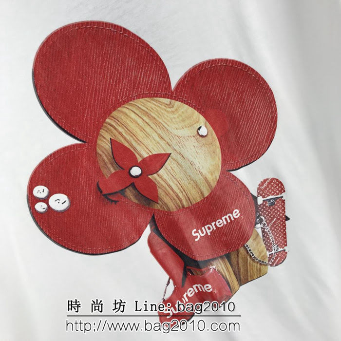 LV路易威登 Lv X SuP聯名款 19早春新款 太陽花趣味公仔印花 絲光棉短袖 情侶款 ydi1971